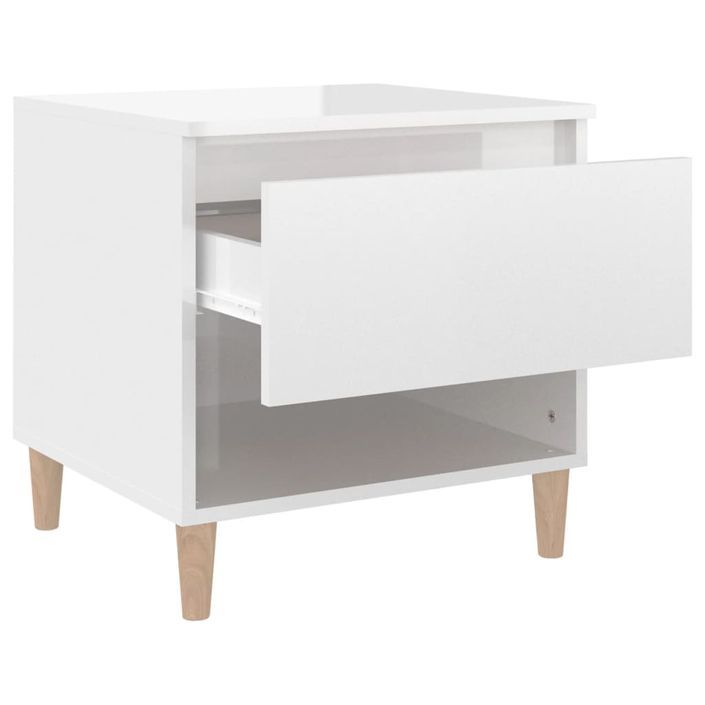 Tables de chevet 2 pcs Blanc brillant 50x46x50 cm - Photo n°7