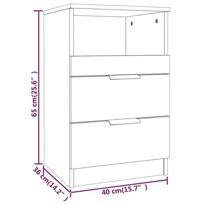 Tables de chevet 2 pcs Blanc brillant Bois d'ingénierie - Photo n°10