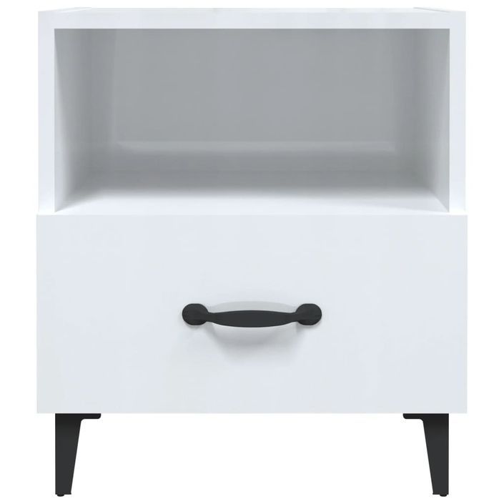 Tables de chevet 2 pcs Blanc brillant Bois d'ingénierie - Photo n°4