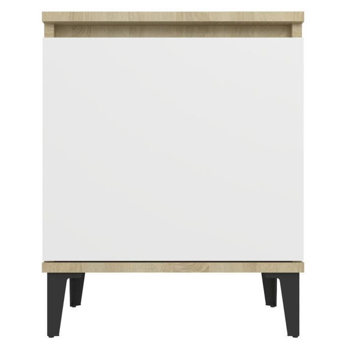 Tables de chevet 2 pcs Blanc et chêne sonoma 40x30x50 cm - Photo n°7