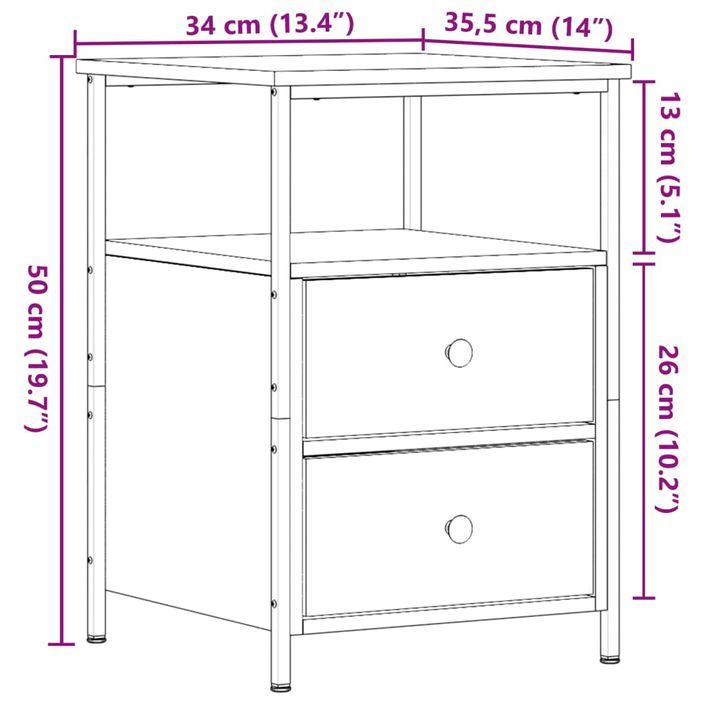 Tables de chevet 2 pcs chêne artisanal bois d'ingénierie - Photo n°11