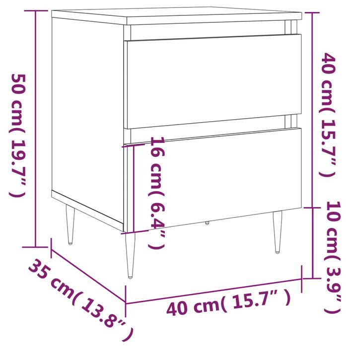 Tables de chevet 2 pcs chêne fumé 40x35x50 cm bois ingénierie - Photo n°11