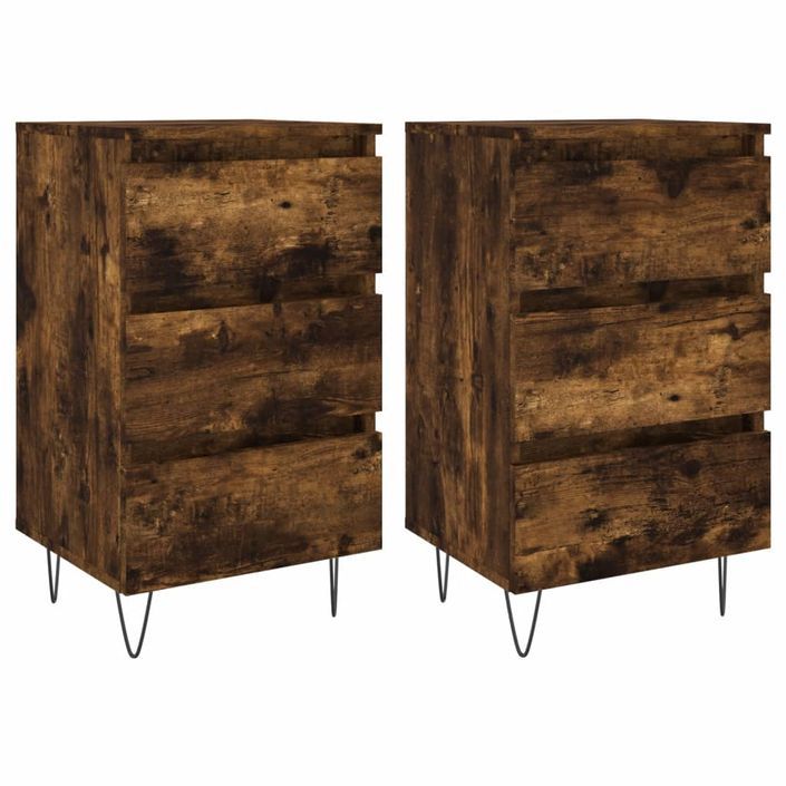 Tables de chevet 2 pcs chêne fumé 40x35x69 cm bois ingénierie - Photo n°1