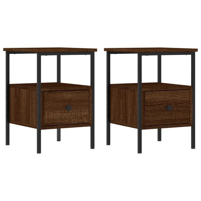 Tables de chevet 2 pcs chêne marron 34x36x50 cm bois ingénierie - Photo n°1