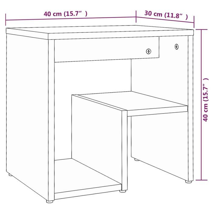 Tables de chevet 2 pcs Chêne marron 40x30x40 cm Bois ingénierie - Photo n°8