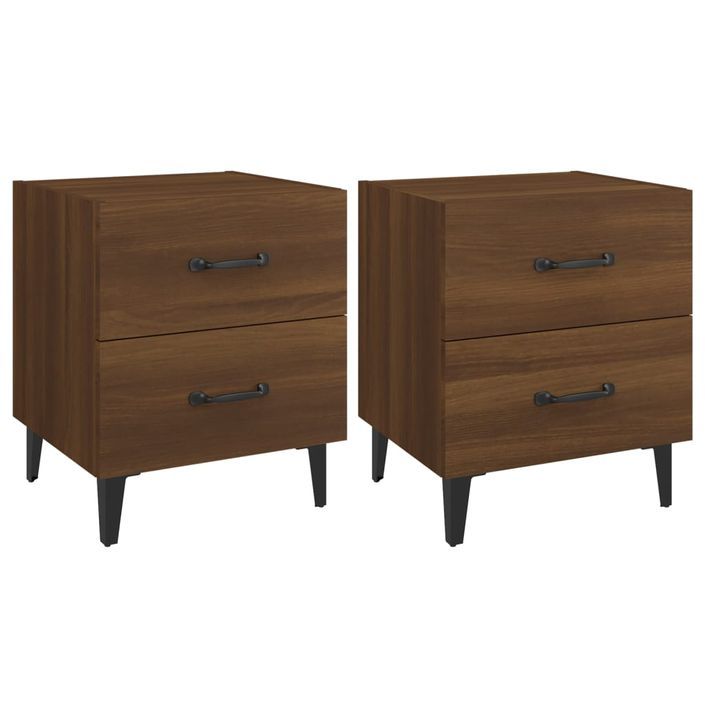 Tables de chevet 2 pcs Chêne marron 40x35x47,5 cm - Photo n°2