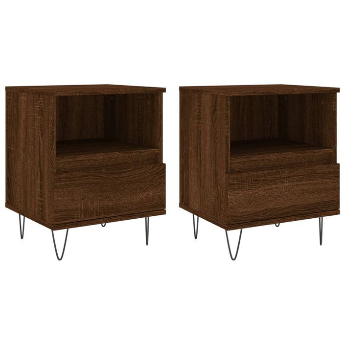 Tables de chevet 2 pcs chêne marron 40x35x50 cm bois ingénierie - Photo n°1