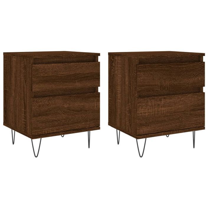 Tables de chevet 2 pcs chêne marron 40x35x50 cm bois ingénierie - Photo n°1