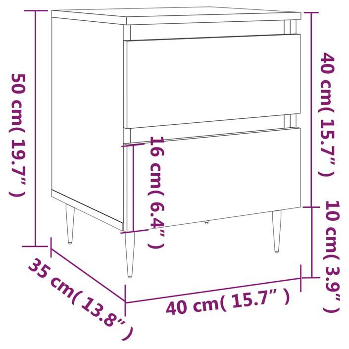 Tables de chevet 2 pcs chêne marron 40x35x50 cm bois ingénierie - Photo n°11