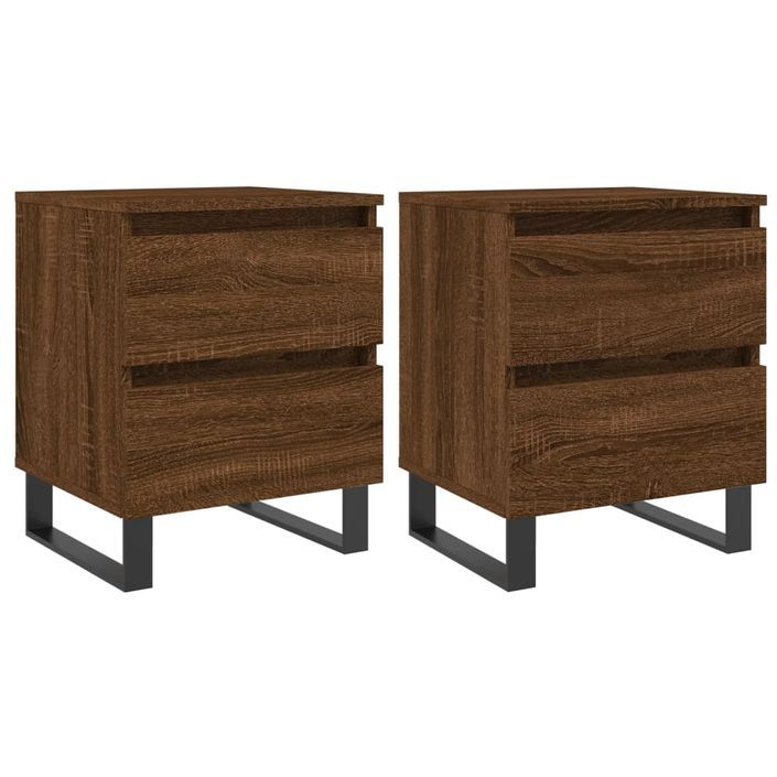 Tables de chevet 2 pcs chêne marron 40x35x50 cm bois ingénierie - Photo n°1