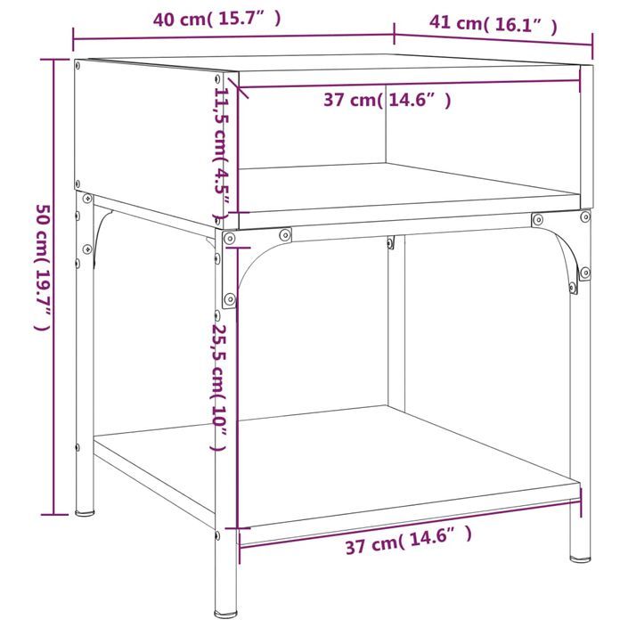 Tables de chevet 2 pcs chêne marron 40x41x50 cm bois ingénierie - Photo n°10