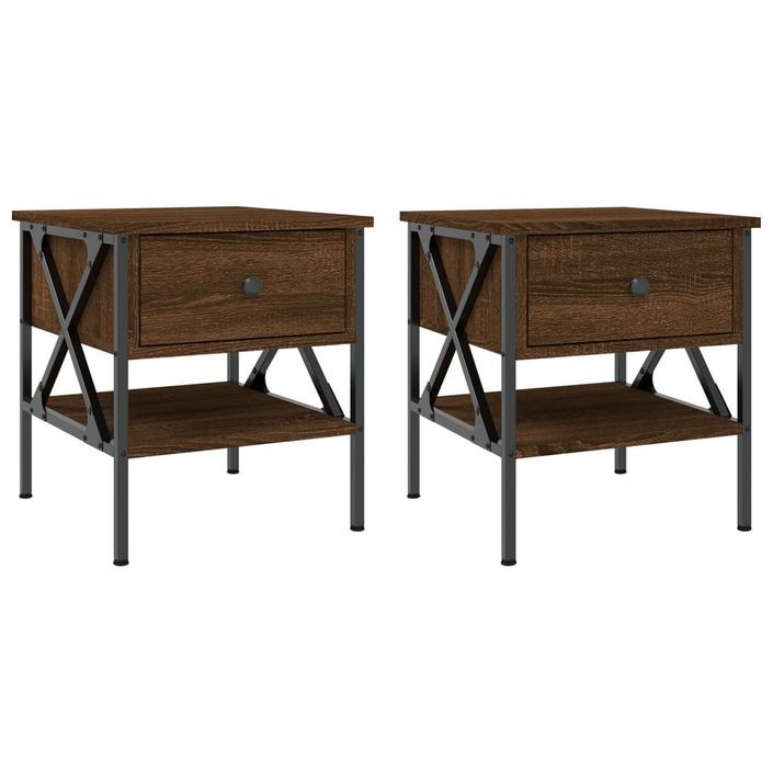 Tables de chevet 2 pcs chêne marron 40x42x45 cm bois ingénierie - Photo n°1