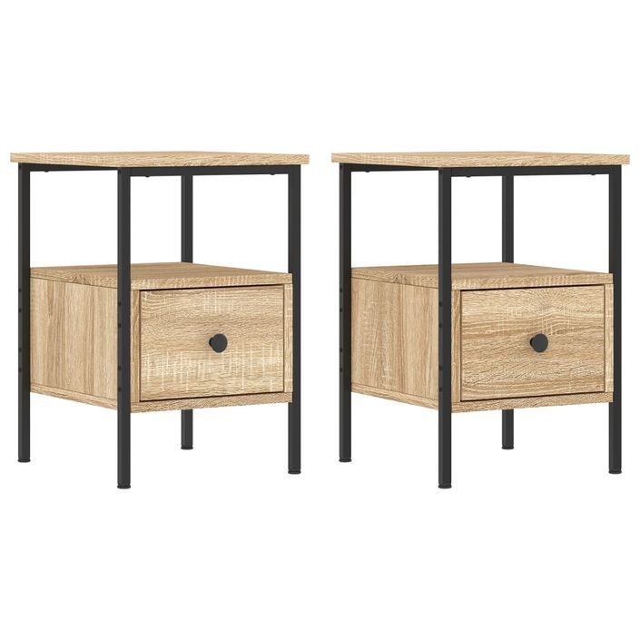 Tables de chevet 2 pcs chêne sonoma 34x36x50 cm bois ingénierie - Photo n°2