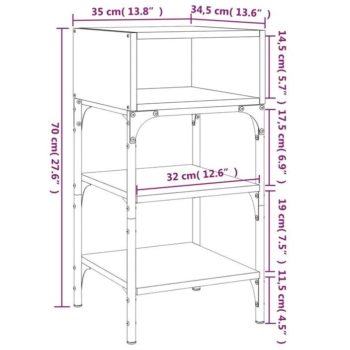 Tables de chevet 2 pcs chêne sonoma 35x34,5x70 cm - Photo n°10