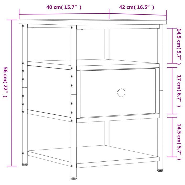 Tables de chevet 2 pcs chêne sonoma 40x42x56 cm bois ingénierie - Photo n°12