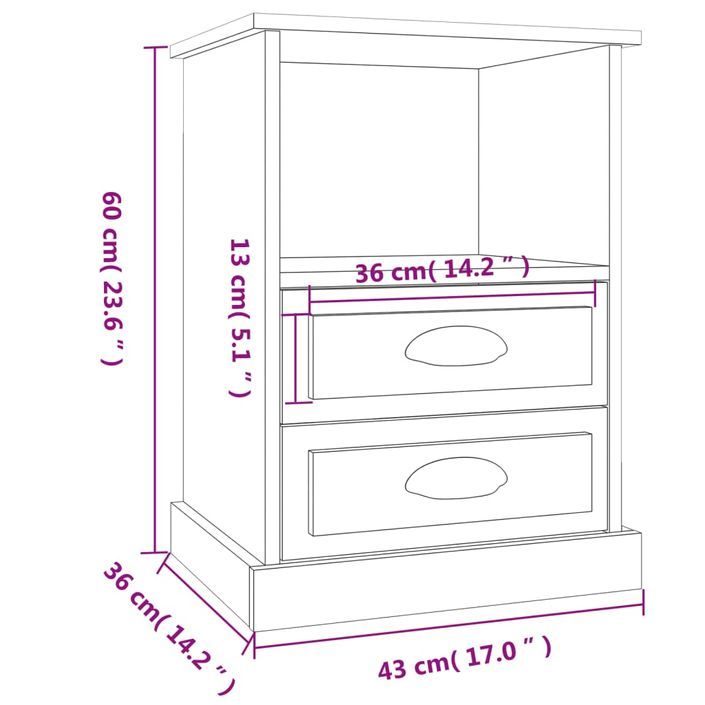 Tables de chevet 2 pcs chêne sonoma 43x36x60 cm - Photo n°11