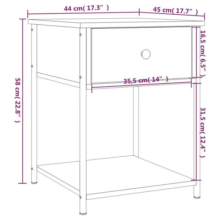 Tables de chevet 2 pcs chêne sonoma 44x45x58 cm bois ingénierie - Photo n°12