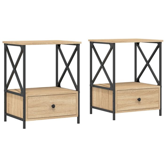 Tables de chevet 2 pcs chêne sonoma 50x41x65 cm bois ingénierie - Photo n°1