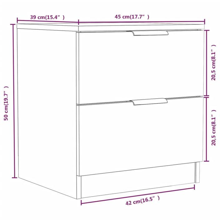 Tables de chevet 2 pcs Chêne Sonoma Bois d'ingénierie - Photo n°10