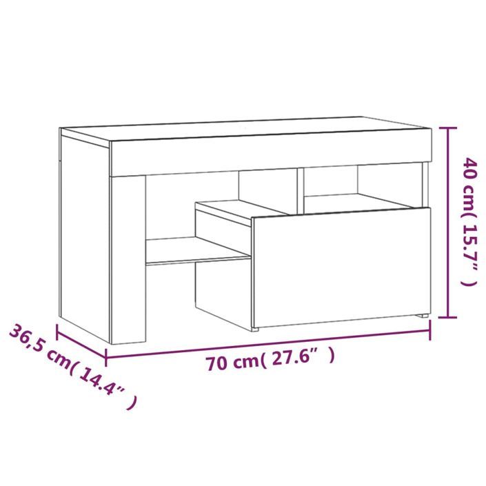 Tables de chevet 2 pcs et lumières LED Chêne brun 70x36,5x40 cm - Photo n°11