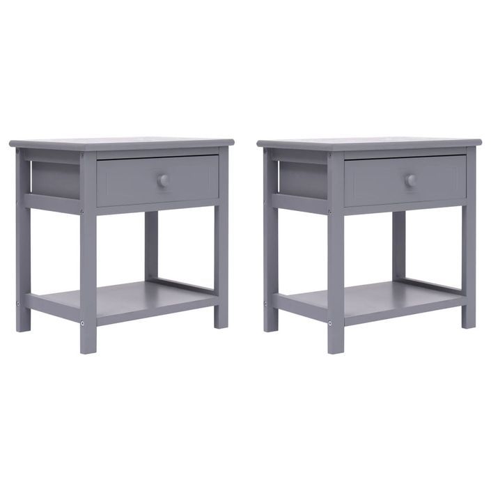 Tables de chevet 2 pcs Gris 40x29x42 cm Bois de Paulownia - Photo n°1