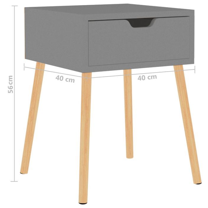 Tables de chevet 2 pcs Gris 40x40x56 cm - Photo n°10