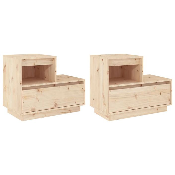 Tables de chevet 2 pcs Gris 60x34x51 cm Bois de pin solide - Photo n°2