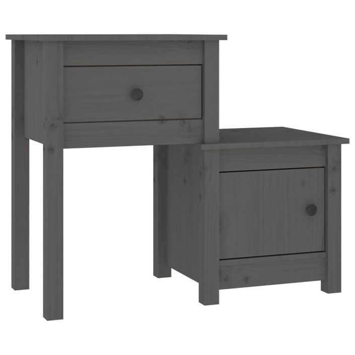 Tables de chevet 2 pcs Gris 79,5x38x65,5 cm Bois de pin massif - Photo n°3