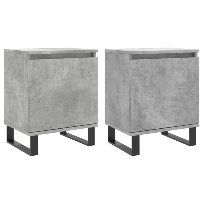 Tables de chevet 2 pcs gris béton 40x30x50 cm bois d'ingénierie - Photo n°2