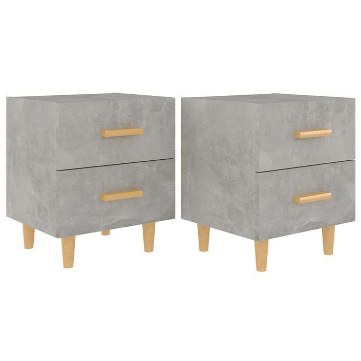 Tables de chevet 2 pcs Gris béton 40x35x47,5 cm - Photo n°1