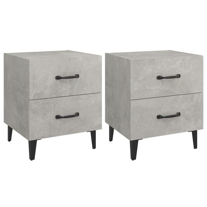 Tables de chevet 2 pcs Gris béton 40x35x47,5 cm - Photo n°2