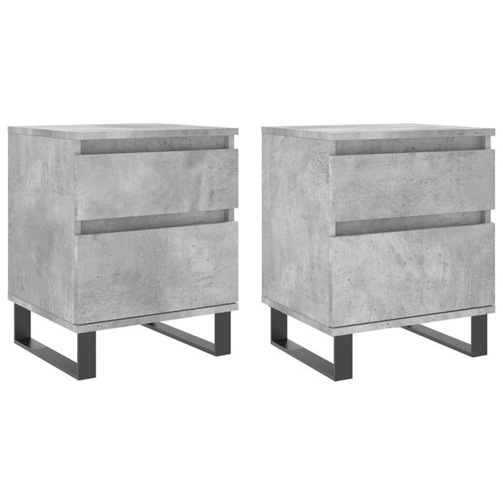 Tables de chevet 2 pcs gris béton 40x35x50 cm bois d’ingénierie - Photo n°1