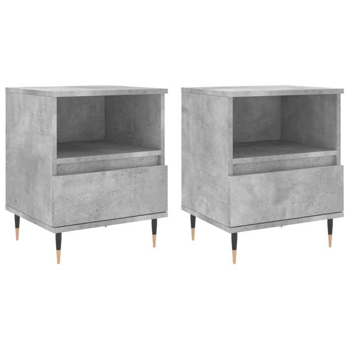 Tables de chevet 2 pcs gris béton 40x35x50 cm bois d’ingénierie - Photo n°1