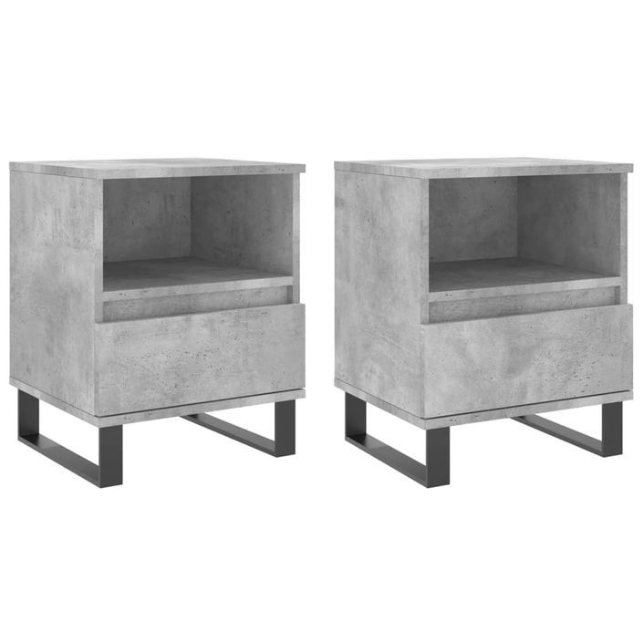 Tables de chevet 2 pcs gris béton 40x35x50 cm bois d’ingénierie - Photo n°1