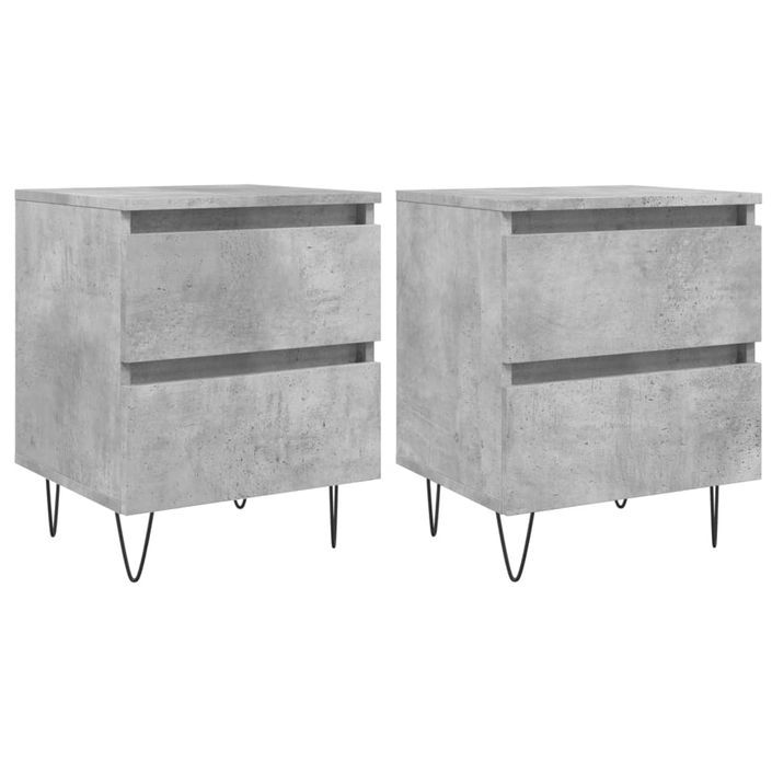 Tables de chevet 2 pcs gris béton 40x35x50 cm bois d’ingénierie - Photo n°1