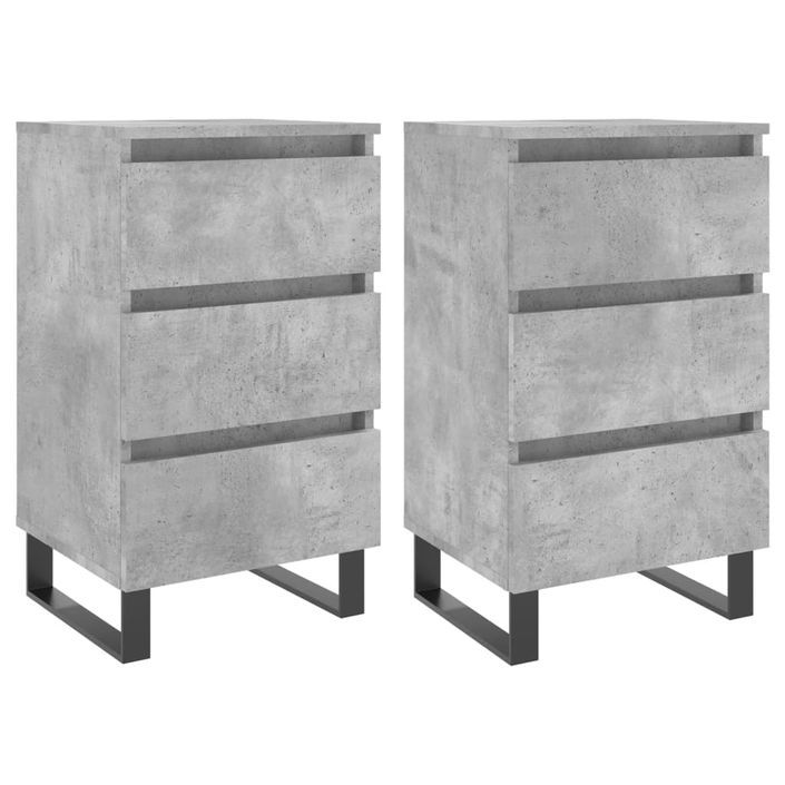 Tables de chevet 2 pcs gris béton 40x35x69 cm bois d’ingénierie - Photo n°1