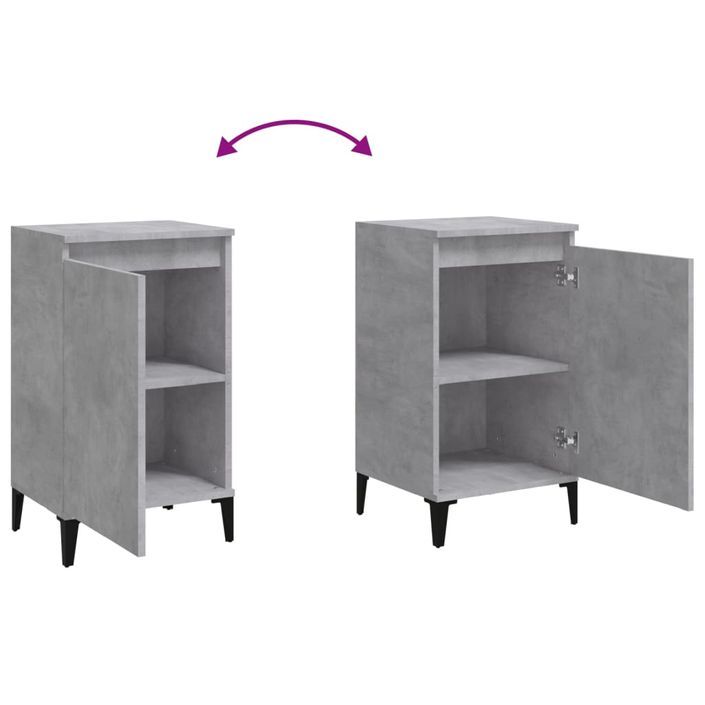 Tables de chevet 2 pcs gris béton 40x35x70 cm bois d'ingénierie - Photo n°9