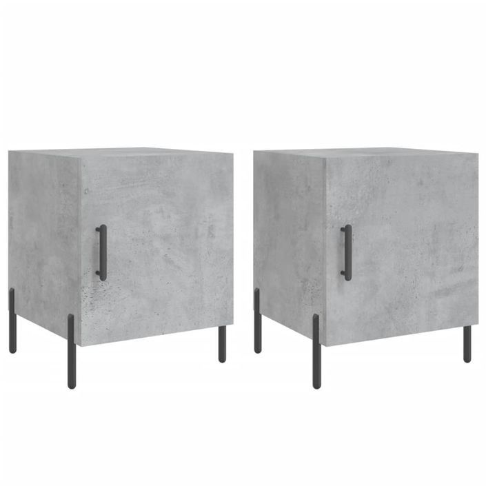 Tables de chevet 2 pcs gris béton 40x40x50 cm bois d’ingénierie - Photo n°1