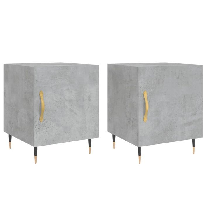 Tables de chevet 2 pcs gris béton 40x40x50 cm bois d’ingénierie - Photo n°1