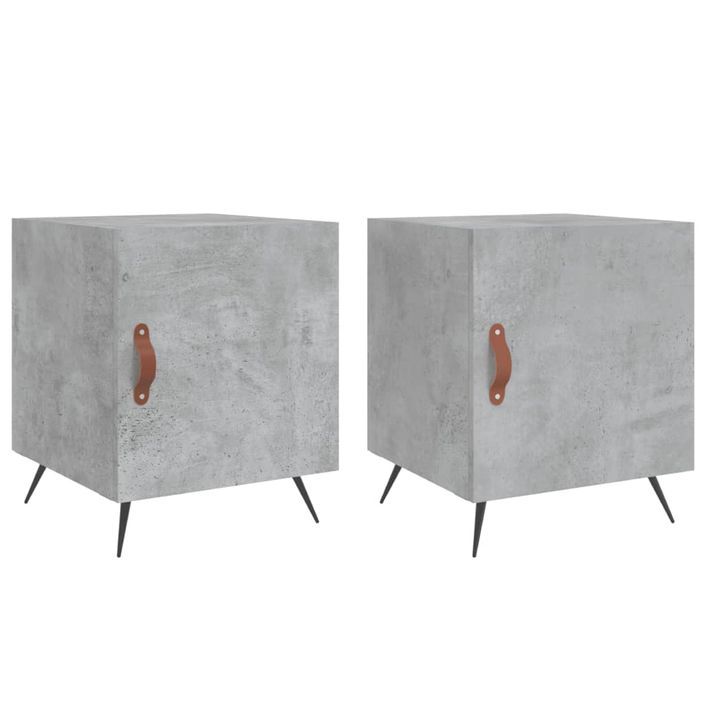 Tables de chevet 2 pcs gris béton 40x40x50 cm bois d’ingénierie - Photo n°1