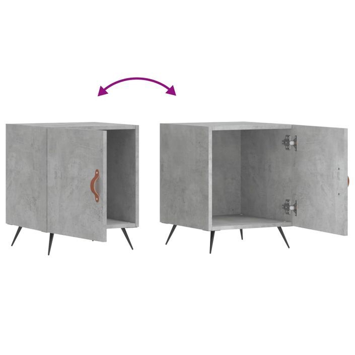 Tables de chevet 2 pcs gris béton 40x40x50 cm bois d’ingénierie - Photo n°9