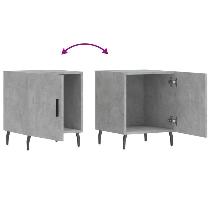 Tables de chevet 2 pcs gris béton 40x40x50 cm bois d’ingénierie - Photo n°10