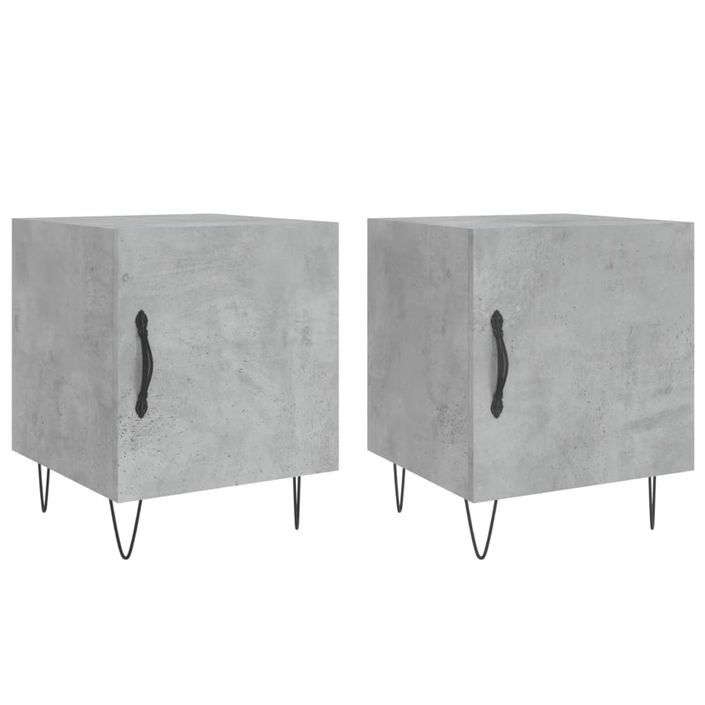 Tables de chevet 2 pcs gris béton 40x40x50 cm bois d’ingénierie - Photo n°1