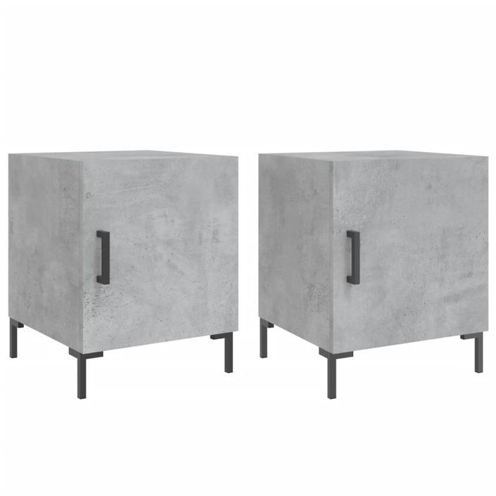 Tables de chevet 2 pcs gris béton 40x40x50 cm bois d’ingénierie - Photo n°1