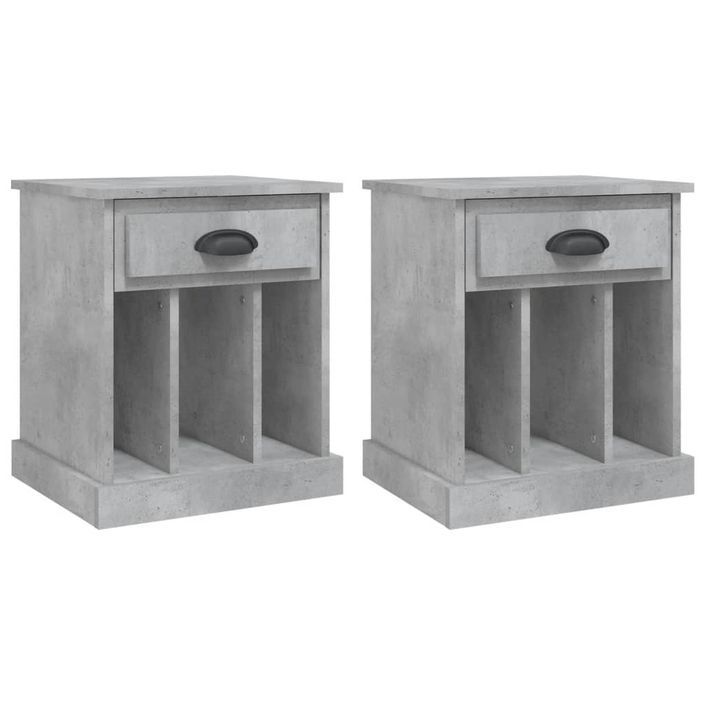 Tables de chevet 2 pcs gris béton 43x36x50 cm - Photo n°1