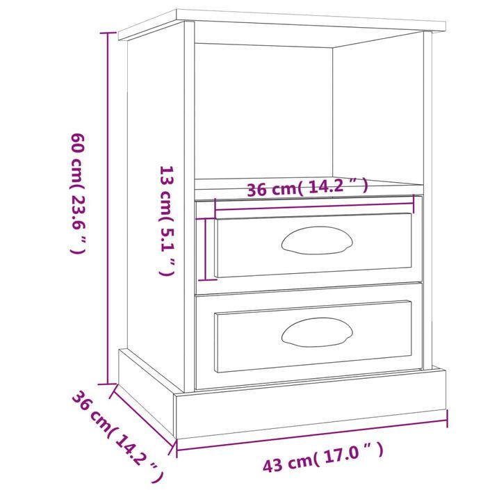 Tables de chevet 2 pcs gris béton 43x36x60 cm - Photo n°11