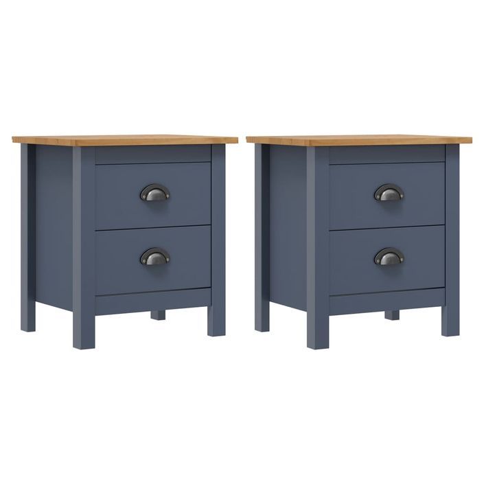 Tables de chevet 2 pcs Hill Range Gris 46x35x49,5 cm Pin solide 2 - Photo n°1