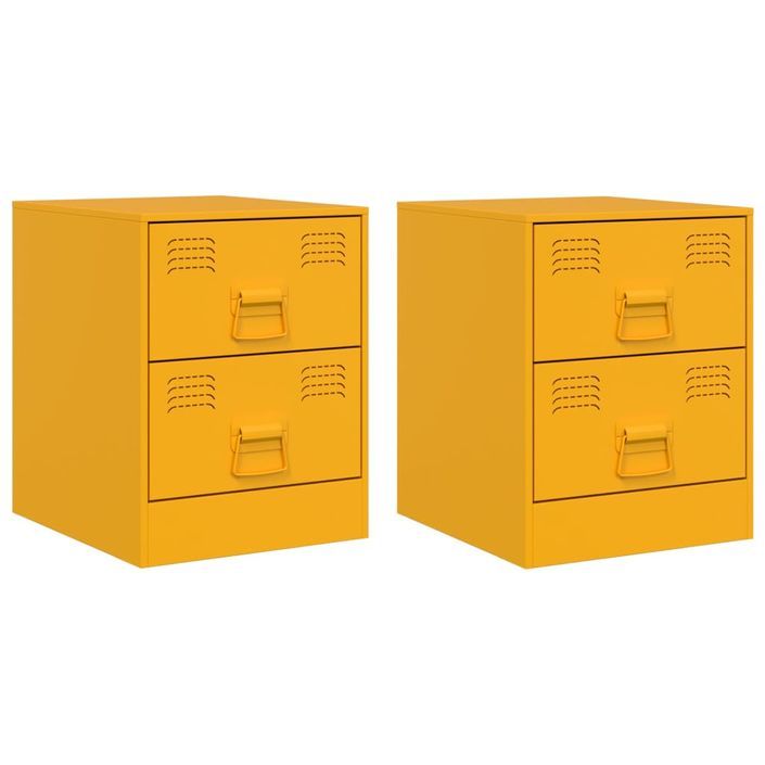 Tables de chevet 2 pcs jaune 34,5x39x44 cm acier - Photo n°2