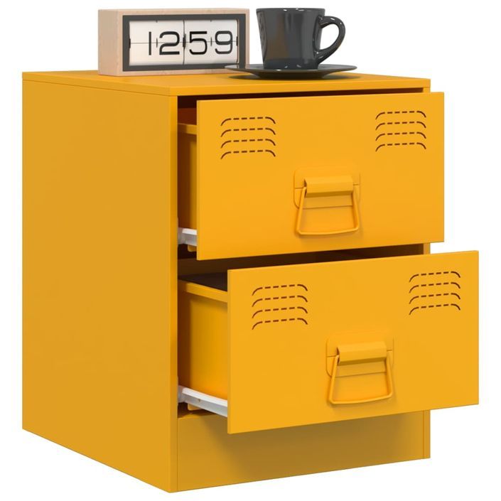 Tables de chevet 2 pcs jaune 34,5x39x44 cm acier - Photo n°4