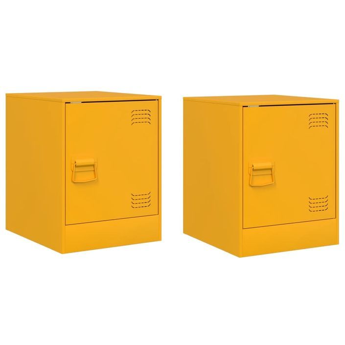 Tables de chevet 2 pcs jaune moutarde 34,5x39x44 cm acier - Photo n°2